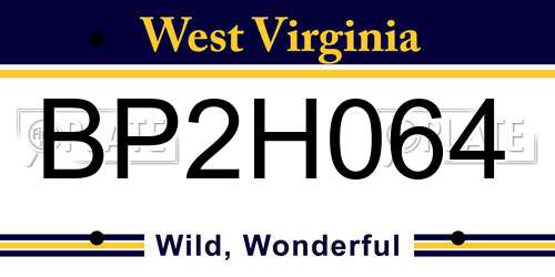 BP2H064 West Virginia License Plate
