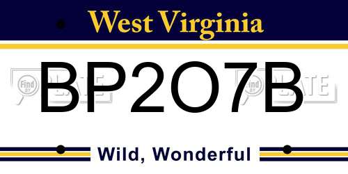 BP2O7B West Virginia License Plate