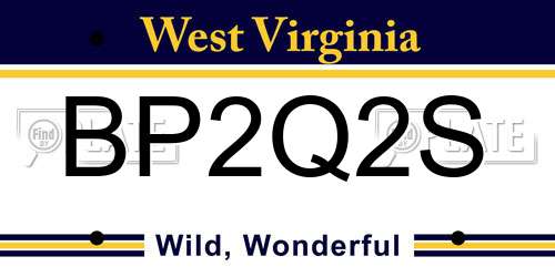 BP2Q2S West Virginia License Plate
