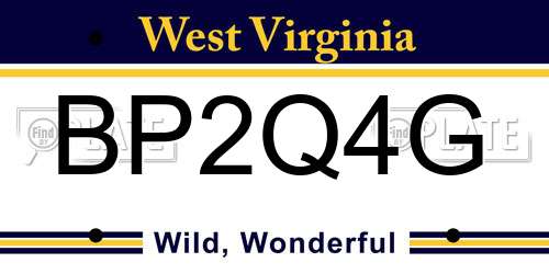 BP2Q4G West Virginia License Plate