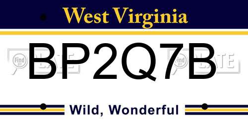 BP2Q7B West Virginia License Plate