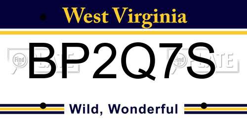 BP2Q7S West Virginia License Plate