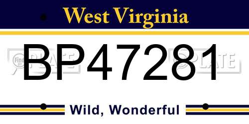 BP47281 West Virginia License Plate