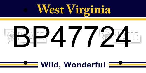 BP47724 West Virginia License Plate