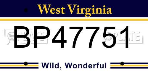 BP47751 West Virginia License Plate
