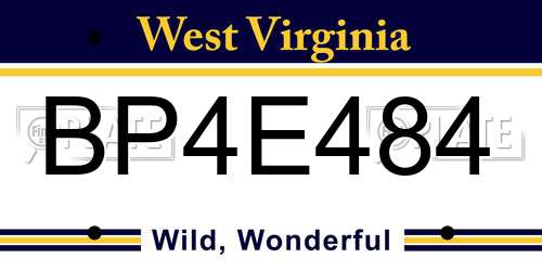 BP4E484 West Virginia License Plate