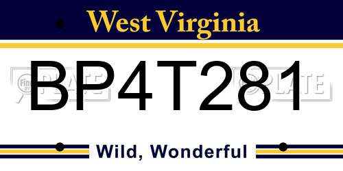 BP4T281 West Virginia License Plate