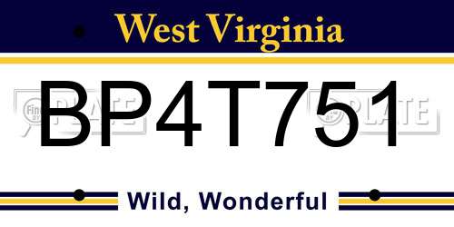 BP4T751 West Virginia License Plate