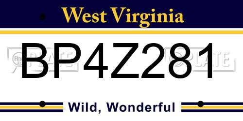 BP4Z281 West Virginia License Plate