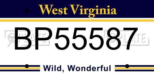 BP55587 West Virginia License Plate