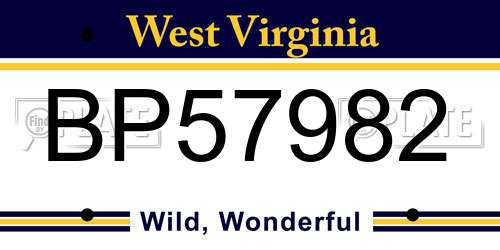 BP57982 West Virginia License Plate