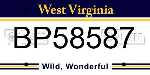 BP58587 West Virginia License Plate
