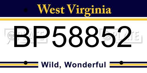 BP58852 West Virginia License Plate