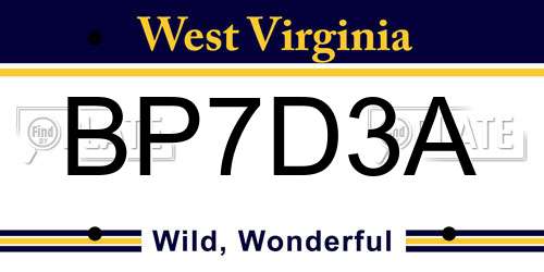 BP7D3A West Virginia License Plate