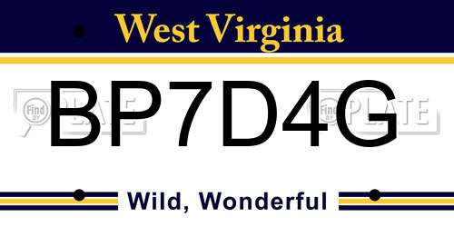 BP7D4G West Virginia License Plate