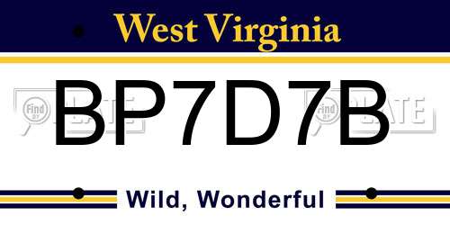 BP7D7B West Virginia License Plate