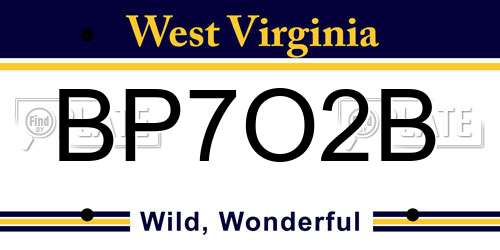 BP7O2B West Virginia License Plate