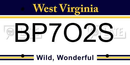 BP7O2S West Virginia License Plate