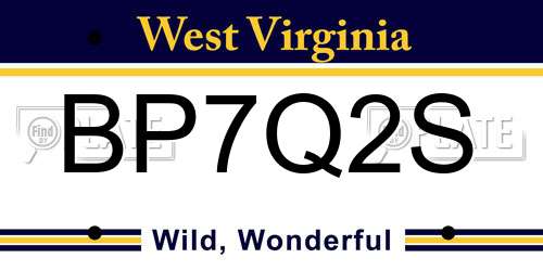 BP7Q2S West Virginia License Plate