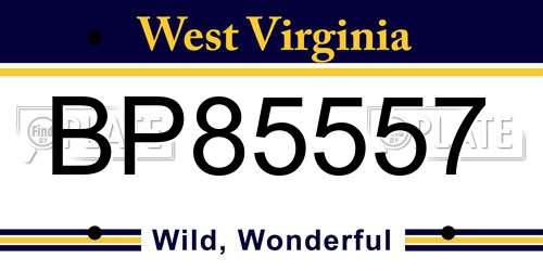 BP85557 West Virginia License Plate