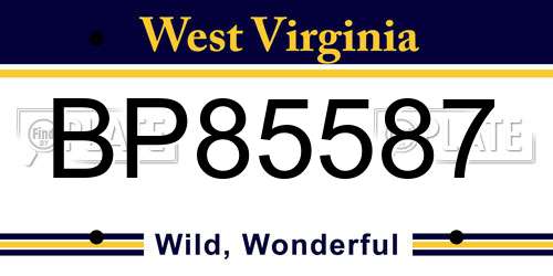 BP85587 West Virginia License Plate