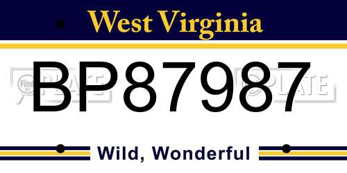 BP87987 West Virginia License Plate