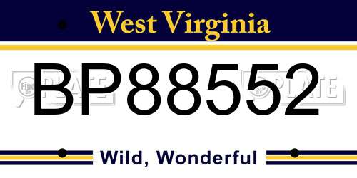 BP88552 West Virginia License Plate