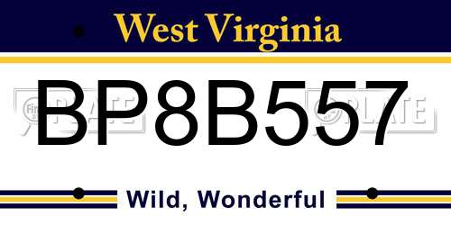 BP8B557 West Virginia License Plate