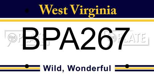 BPA267 West Virginia License Plate