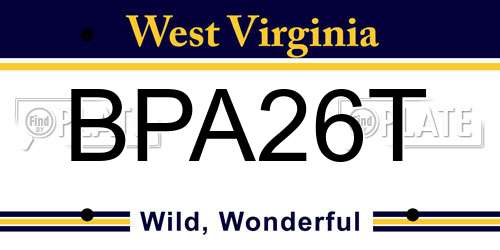 BPA26T West Virginia License Plate