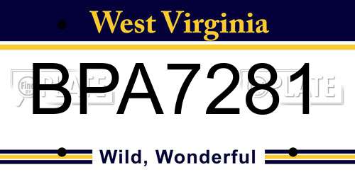 BPA7281 West Virginia License Plate