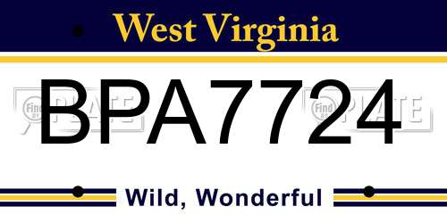 BPA7724 West Virginia License Plate