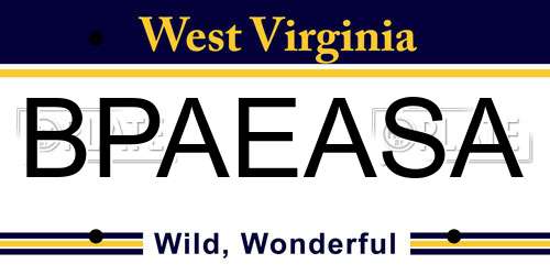 BPAEASA West Virginia License Plate
