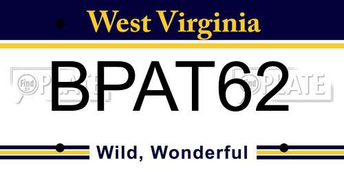 BPAT62 West Virginia License Plate