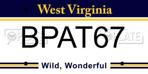 BPAT67 West Virginia License Plate