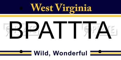 BPATTTA West Virginia License Plate