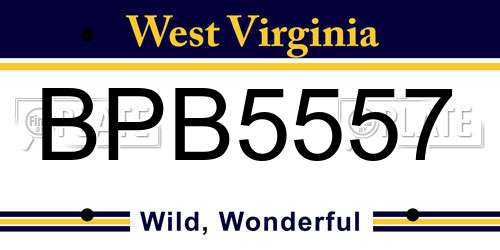 BPB5557 West Virginia License Plate