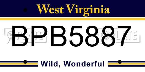 BPB5887 West Virginia License Plate