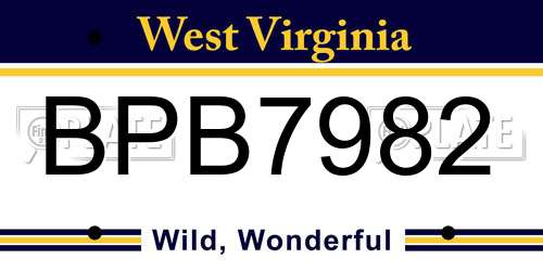 BPB7982 West Virginia License Plate