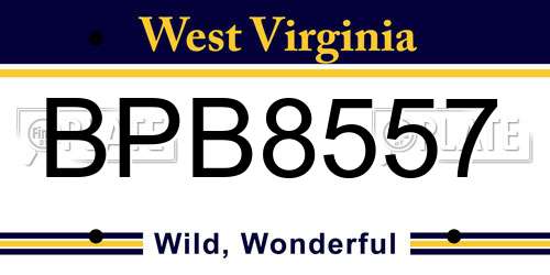 BPB8557 West Virginia License Plate