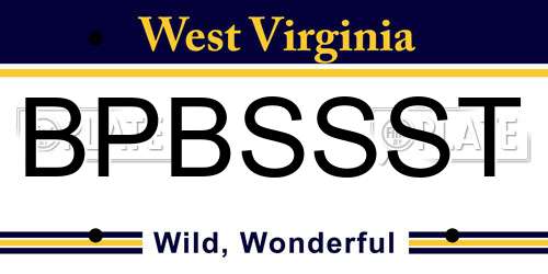 BPBSSST West Virginia License Plate