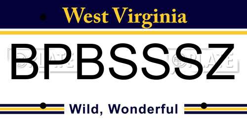 BPBSSSZ West Virginia License Plate