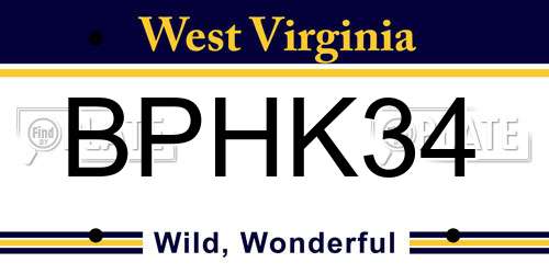 BPHK34 West Virginia License Plate