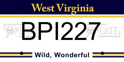 BPI227 West Virginia License Plate