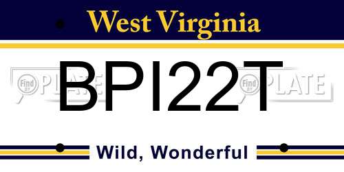 BPI22T West Virginia License Plate