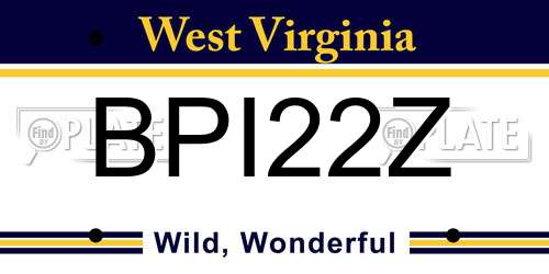 BPI22Z West Virginia License Plate