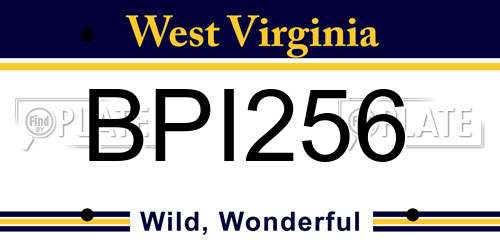 BPI256 West Virginia License Plate