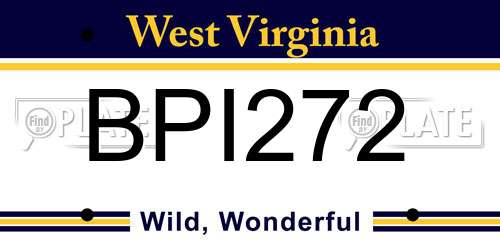BPI272 West Virginia License Plate