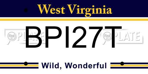 BPI27T West Virginia License Plate