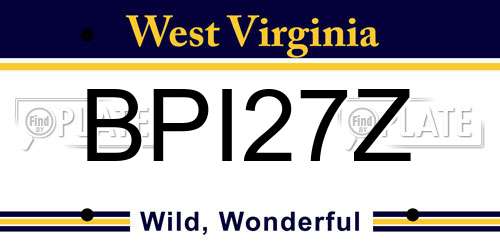 BPI27Z West Virginia License Plate